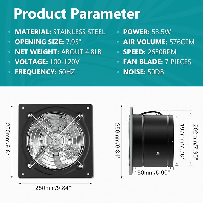 HG Power 8 Inch Exhaust Fan - Image 4