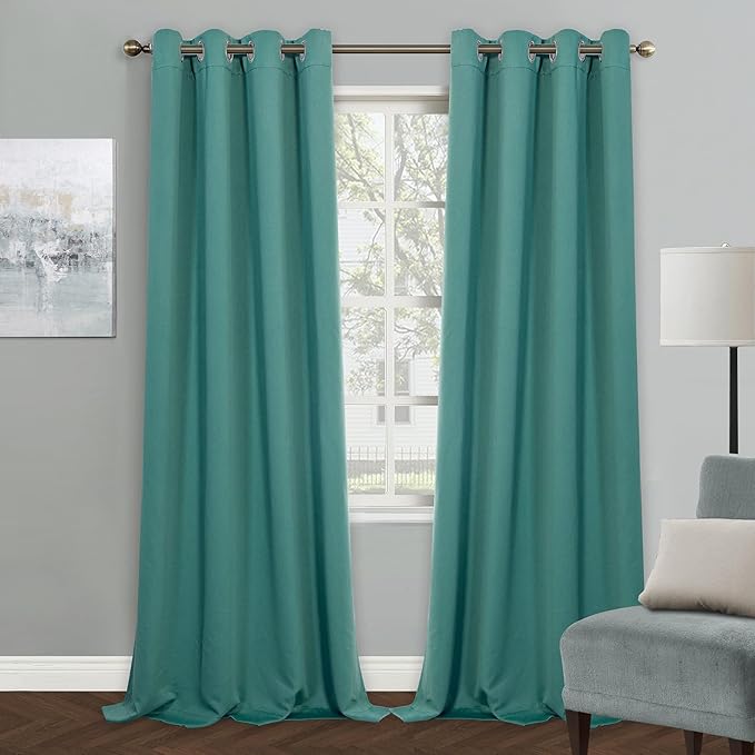 MYSKY HOME Blackout Curtains for Living Room Teal Curtains for Sliding Door by MYSKYHOME