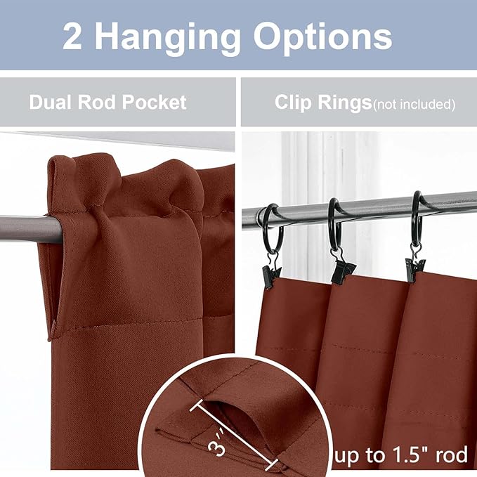 Chyhomenyc Terracotta Short Blackout Curtains 24 Inch Length, Small Kitchen - Image 5