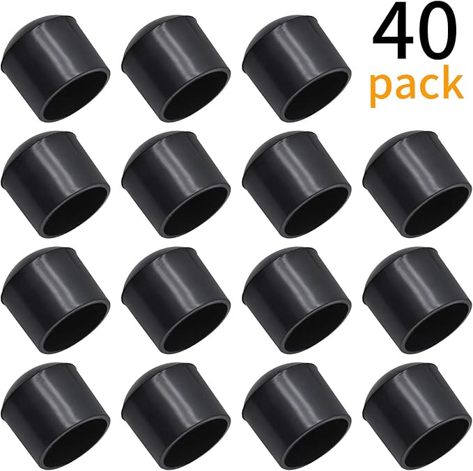 40Pcs Chair Leg Tips, 5/8 Inch Non-Slip Rubber Furniture Leg Caps Black Round - Image 7