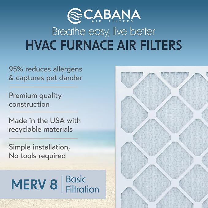 Cabana Filters 6-Pack 16x16x1 MERV 8 AC Furnace Air Filter - Image 2