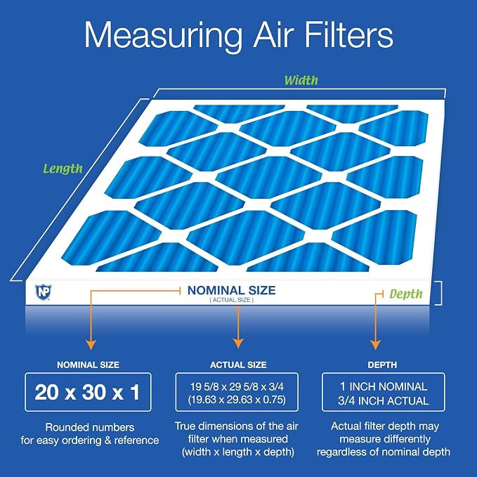 Nordic Pure 20x30x1 Pleated MERV 7 Plus Carbon Air Filters 2 Pack | Actual - Image 2