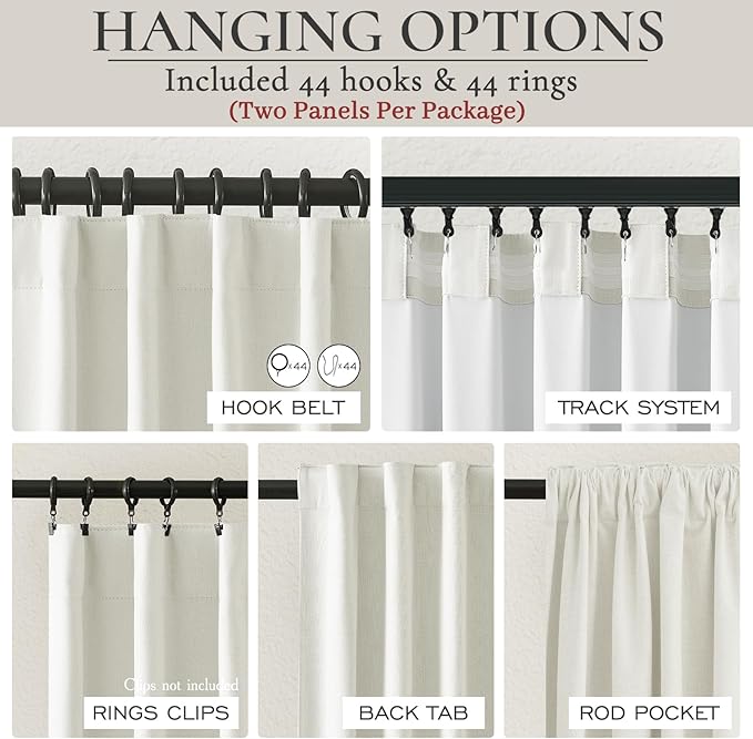 Cute Blackout Curtains 60 Inches Extra Wide Linen 96 Inch Length - Image 4