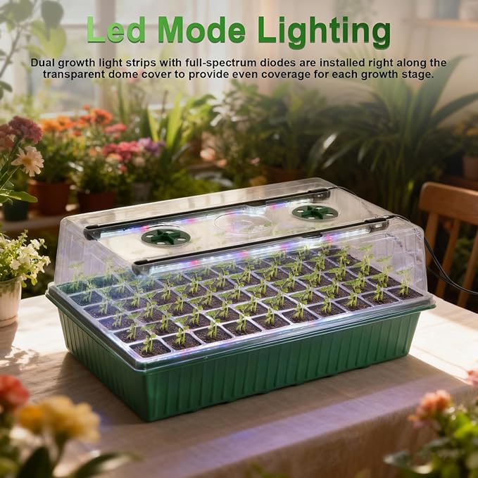 TONYFUL Seed Starter Tray with Grow Light, 60-Cell Seed Starter Kit with 4.07” - Image 6