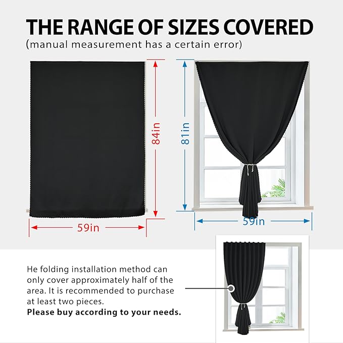 Paste Style Curtains for Windows, Bedroom Blackout Curtains for - Image 3