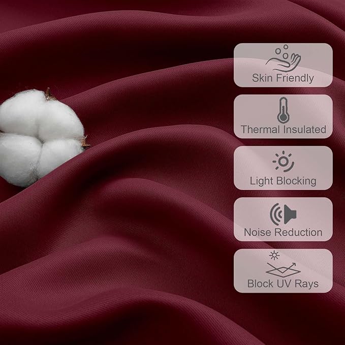 Chyhomenyc Short Burgundy Curtains 45 Inch Length, Small Kitchen Curtain Rod - Image 3