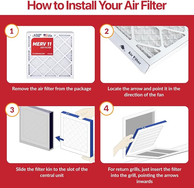 Filter King Air Filters 7.75x25.75x1 | 12-PACK | MERV 11 HVAC Pleated AC - Image 4