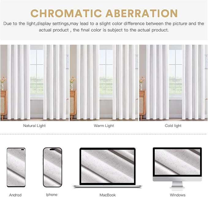 PrinceDeco 100% Blackout Curtains Nature Linen Blended 84 Inch Long Room - Image 8