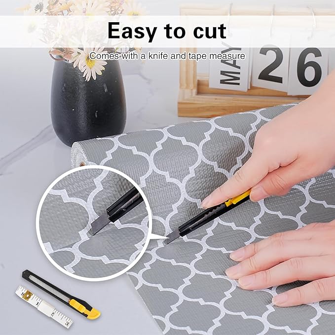 Drawer and Shelf Liner for Kitchen Cabinet, Non-Adhesive Cabinet Liner 24in x - Image 4