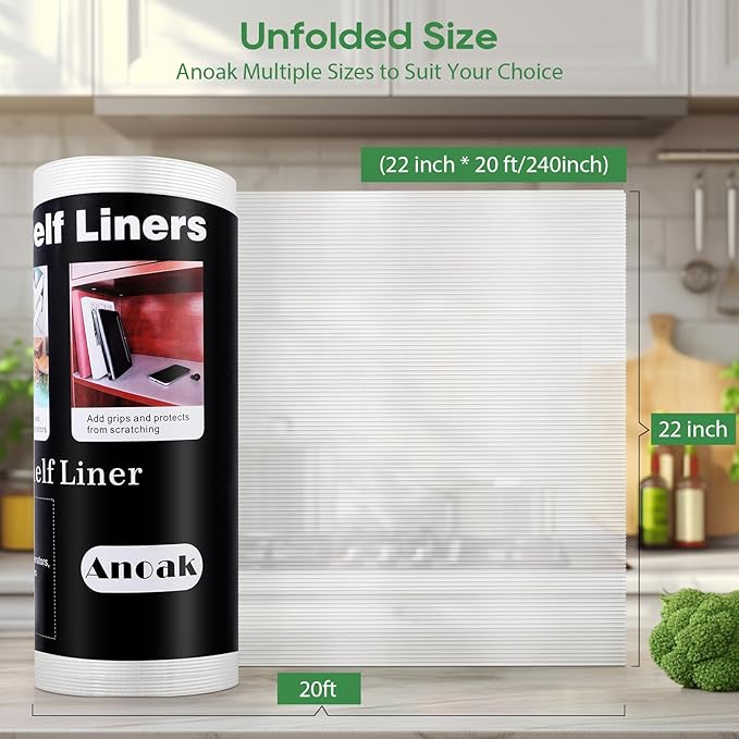 Anoak Cabinet Liner, Non Adhesive, Washable 22 Inch x 20 FT Waterproof Durable - Image 6