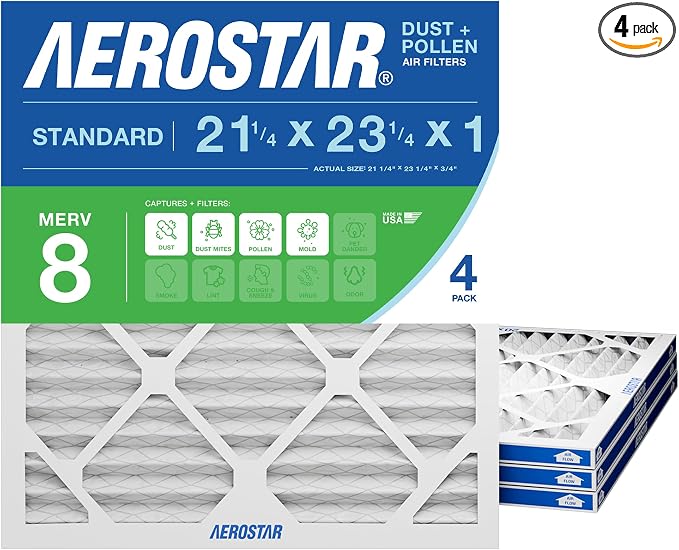 Aerostar 21 1/4x23 1/4x1 MERV 8 High Efficiency Pleated Air Filter, by AirFiltersDelivered