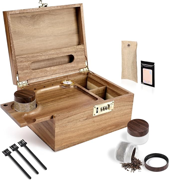 Large Wooden Box With Combination Lock, Wooden Lock Box With Lid, Locked by NOELNEXUS