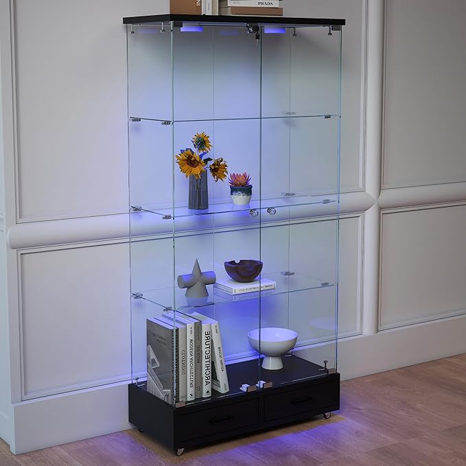 Yoluckea 4 Tier Glass Display Cabinet - Image 9