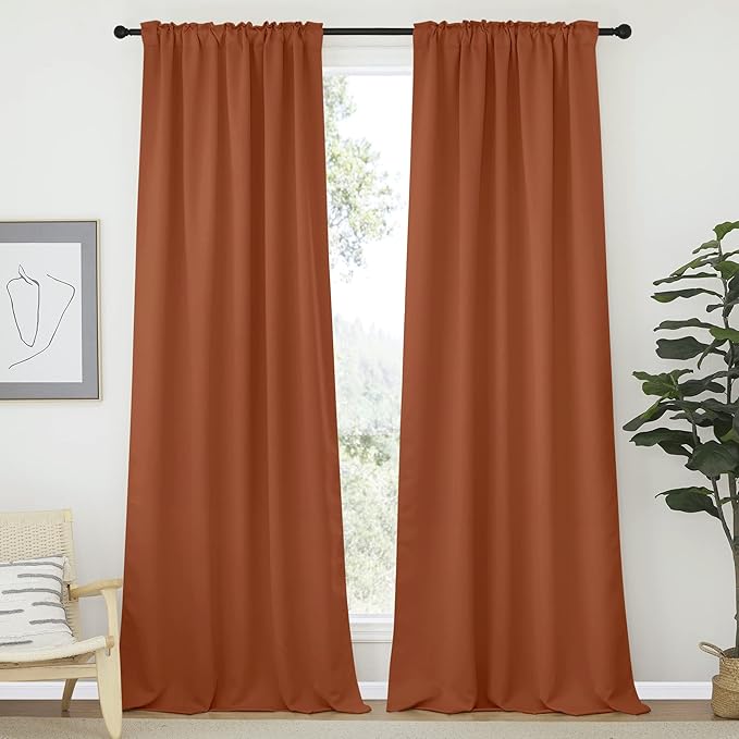 NICETOWN Halloween Blackout Curtains Shades Window Drapes, Burnt Orange Color - Image 2