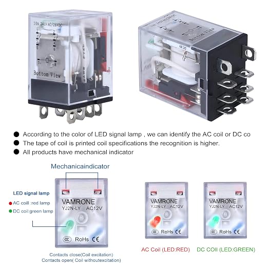 2PCS Electromagnetic Power Relay, 8-Pin 10A 12 AC Relay Coil - Image 6