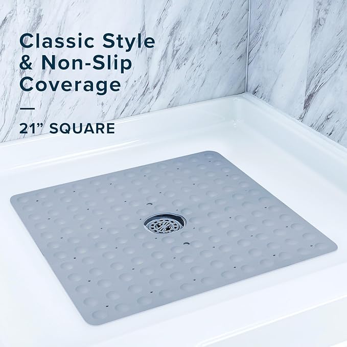 SlipX Solutions Square Natural Rubber Shower Stall Mat, 21” x 21”, Non Slip - Image 2