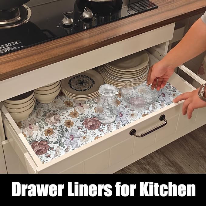 Floral Drawer Shelf Liners, 16IN x 20FT Non Adhesive and Strong Non-Slip - Image 4