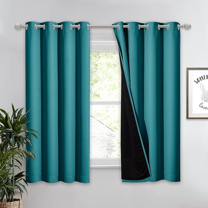 NICETOWN Peacock Teal 100% Blackout Lined Curtain, 2 Thick Layers Completely by NICETOWN