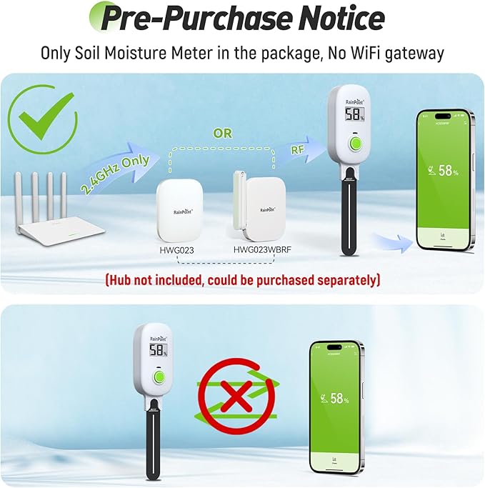 RAINPOINT Smart Digital Wireless Plant Moisture Meter Houseplant Indoor - Image 6