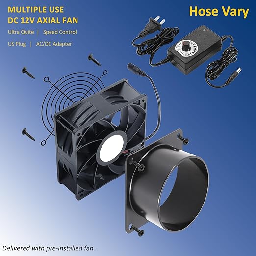 5in Air Exhaust Fan Fume Extractor, 6000RPM 210CFM DC12V Ventilation Fan - Image 2