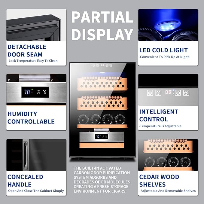 Electronic 50L Cigar Cooler Humidor, Built-in Humidification System - Image 2