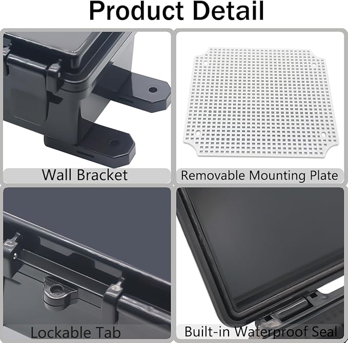 Junction Box, Hinged Black Cover IP67 Waterproof ABS Project Box - Image 4