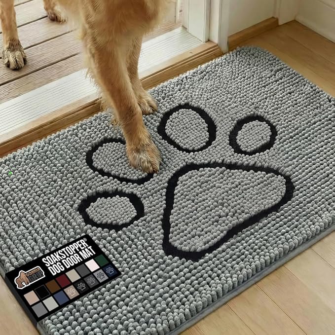 GORILLA GRIP SOAKSTOPPER Dog Door Mat, 36x24 Machine Washable Rug Absorbent by GorillaGrip