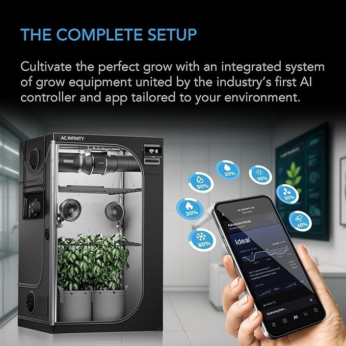 AC Infinity AI Grow System PRO 5x5, 6-Plant Kit w/Self-Learning AI Controller - Image 2