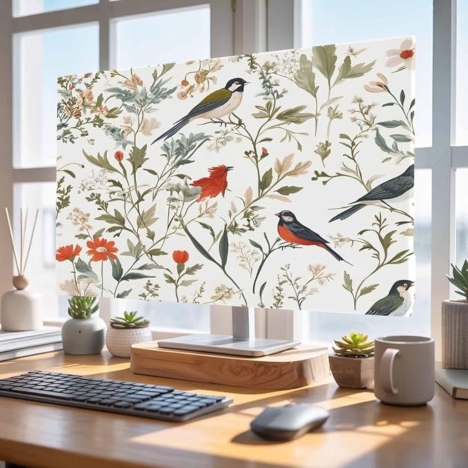 Spring Orange Flowers Birds Indoor TV Cover, Elastic TV Screen Protector Farm by Unknown