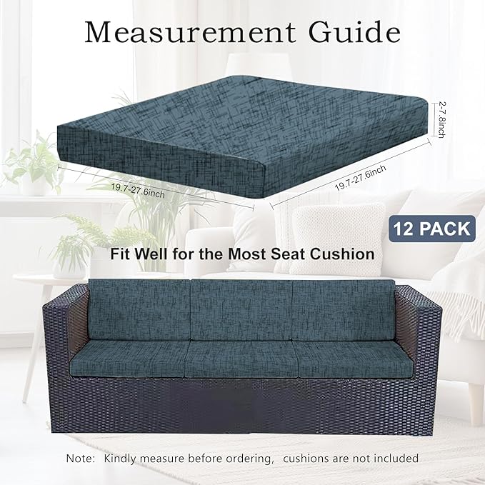 12Pcs Stretch Patio Cushion Covers Outdoor Couch Cover Replacement, Outdoor - Image 2