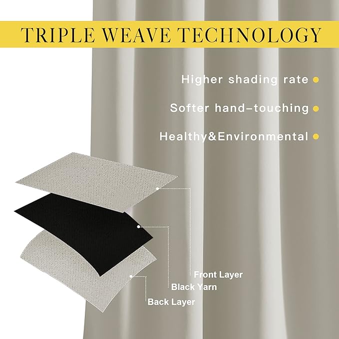 NICETOWN Bedroom Blackout Curtain & Drape 95 inch Length - Image 3
