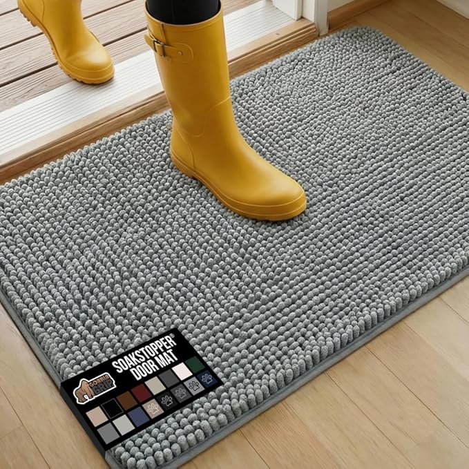 GORILLA GRIP SOAKSTOPPER Dog Door Mat, 35x24 Machine Washable Rug Absorbent by GorillaGrip