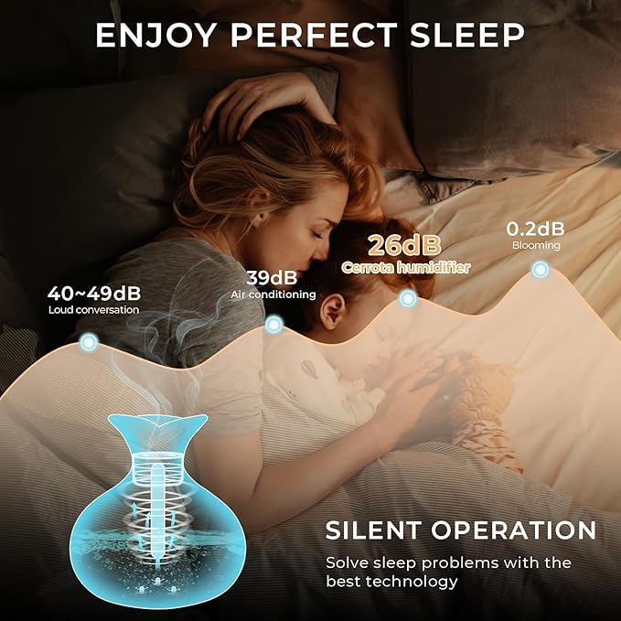 Portable Mini Humidifier, 300ml Wood Grain Vase Small Humidifiers, Quiet Cool - Image 7
