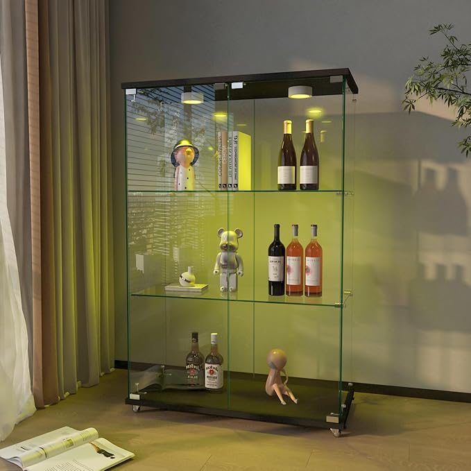 Yoluckea 3-Shelf Glass Display Cabinet by Yoluckea
