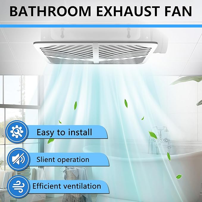 Bathroom Exhaust Fan White Ceiling Mount Ventilation Fan 200-230 CFM 1.5 Sones - Image 2