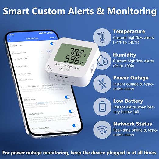 Remote WiFi Temperature & Humidity Sensor, No Subscription 24/7 Remote Temp - Image 2