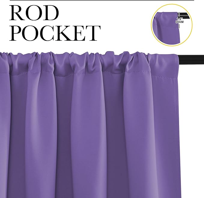 NICETOWN Blackout Curtains for Living Curtains, Lilac Purple, 52 by 63 Inch - Image 2