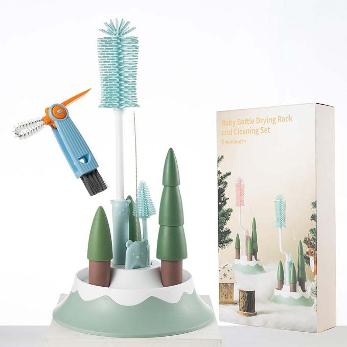 Chemimoso Baby Bottle Drying Rack and Cleaning Set, by Unknown