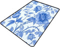 Vintage Blue Peony Design Printed Rug by Snarena