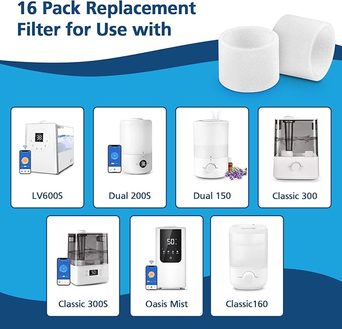 16-Pack Top Fill Humidifier Replacement Filters - Image 2