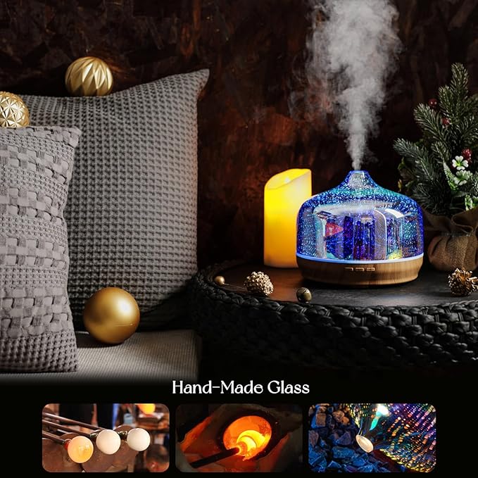 Porseme 500ml Essential Oil Diffuser 3D Glass Aromatherapy Ultrasonic Humidifier - Image 5