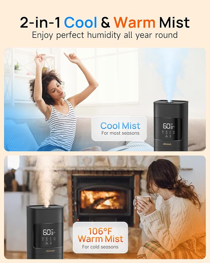 Warm & Cool Mist Humidifiers for Bedroom 500 sq ft, 2.1Gal/8L Humidifier Large - Image 2