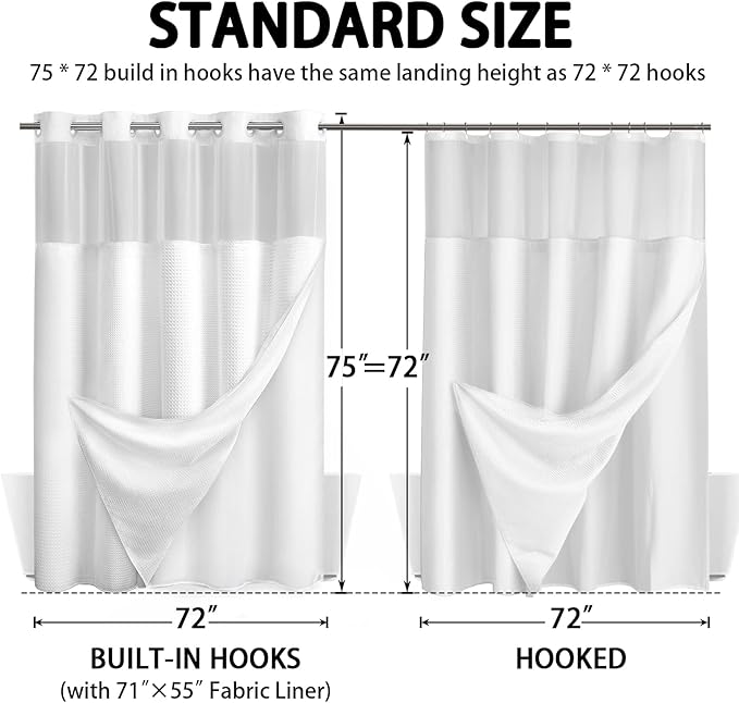 No Hook Shower Curtain and Liner Set - Image 6