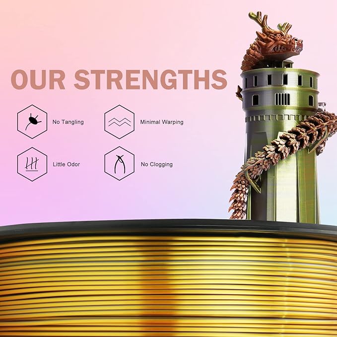 ERYONE Silk Tri Color PLA Filament 3D Printer 1.75mm +/- 0.03mm - Image 3