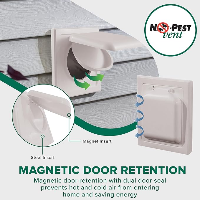 NO-PEST VENT, Exclusive Dual Door Dryer Vent Cover Outdoor 4 inch - Image 6
