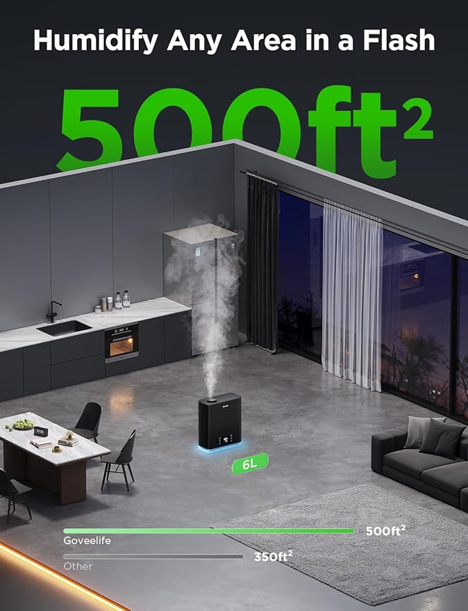 GoveeLife Smart Humidifiers for Bedroom Large Room, Top-Fill Cool Mist 6L WiFi - Image 8