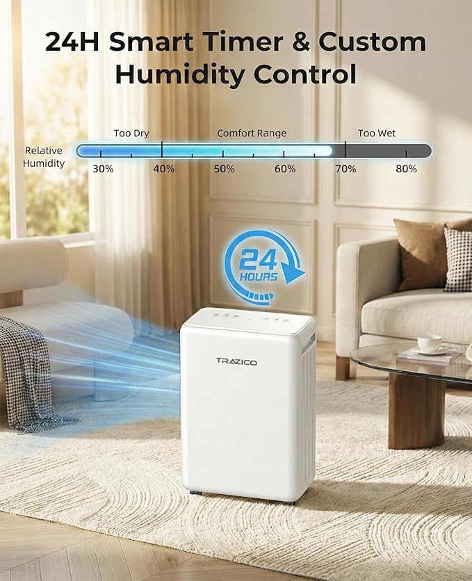 2000 Sq.ft Dehumidifier for Basement, Trazico 30 Pint Dehumidifiers for Home - Image 8