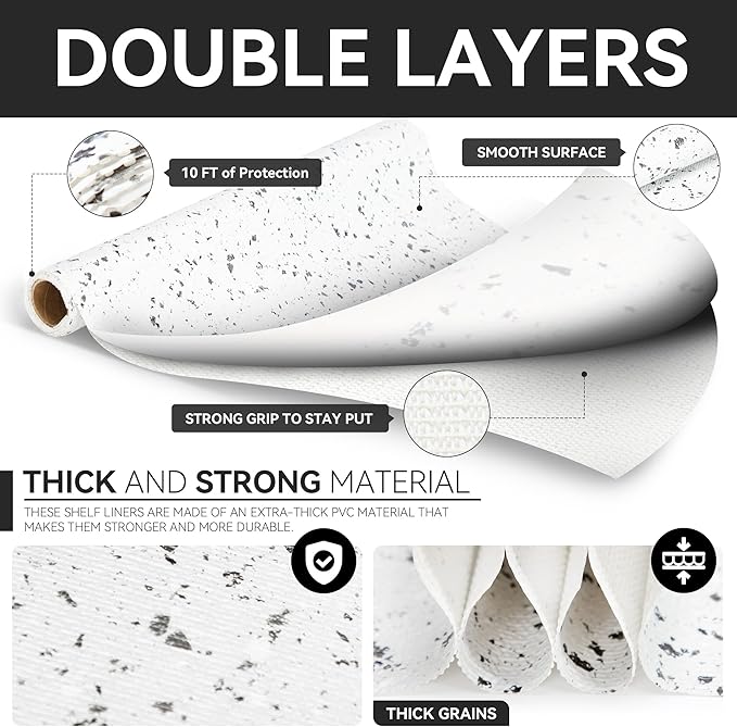RAY STAR Shelf Liner, Non Adhesive Terrazzo Marble Cabinet Liner - Image 7