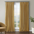 TWOPAGES Luxury Velvet Curtain Pinch Pleated Sunset Yellow Curtain 108 inch by TWOPAGES