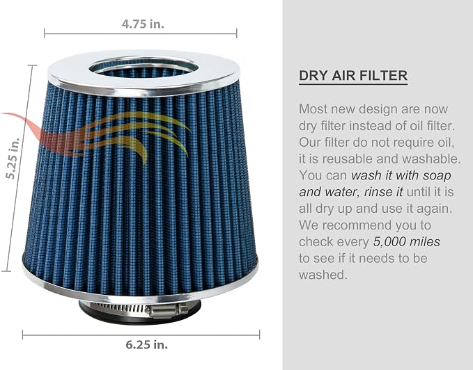 Rtunes Racing Short Ram Air Intake Kit + Filter Combo BLUE Compatible - Image 7